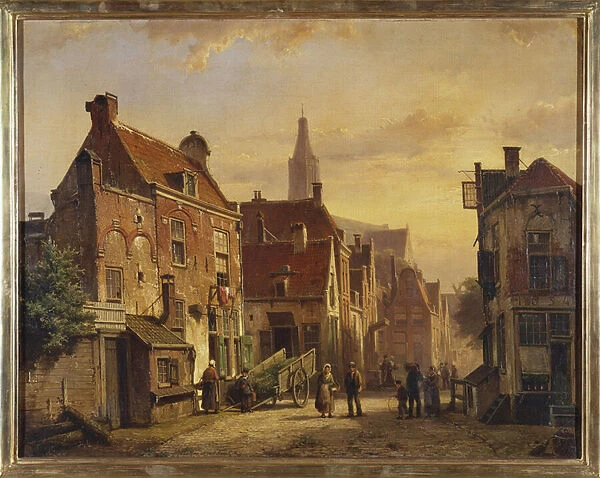 Dutch Street Scene (oil on canvas)