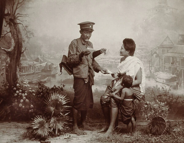 Early postal service in Thailand, 1890 (b  /  w photo)