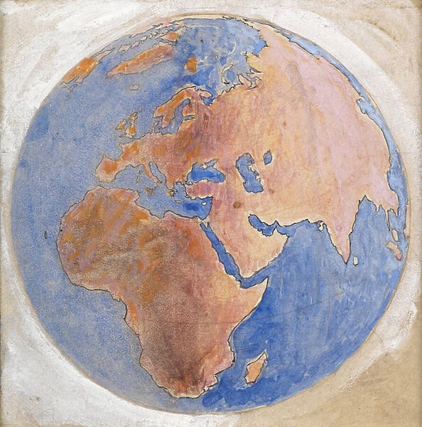 The Earth, c. 1878 (pencil, pen & ink & w  /  c heightened with white on ochre paper)