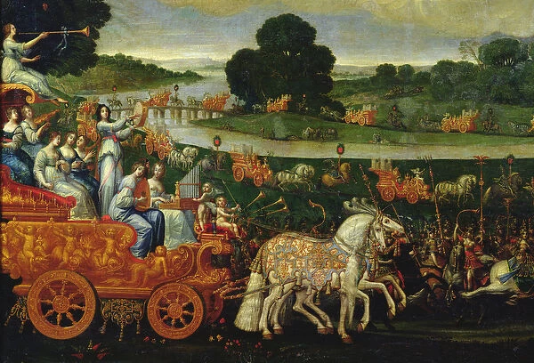 Earth, detail of the left carriage with nine Muses, c. 1640-41 (oil on canvas)