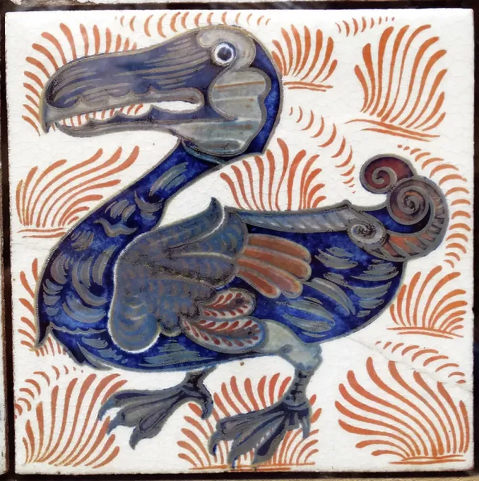 Framed Print : Earthernware tile with dodo pattern Framed Print : Earthernware tile with dodo pattern