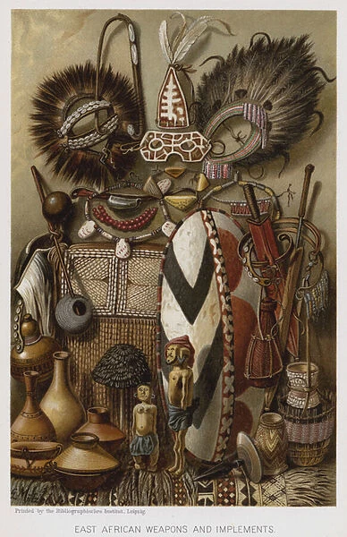 East African Weapons and Implements (chromolitho)