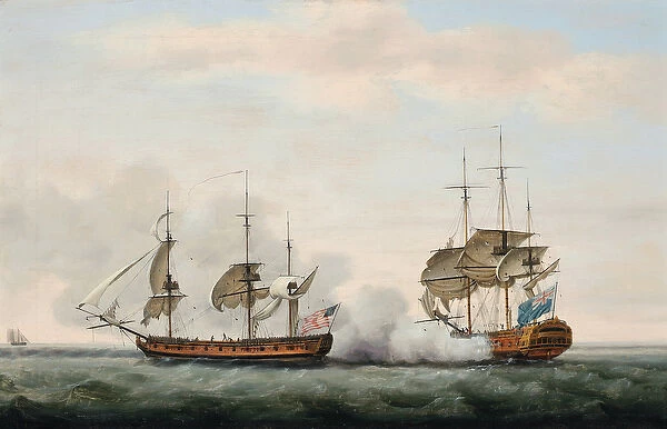 The East India Companys ship Bridgewater successfully defending her cargo from an