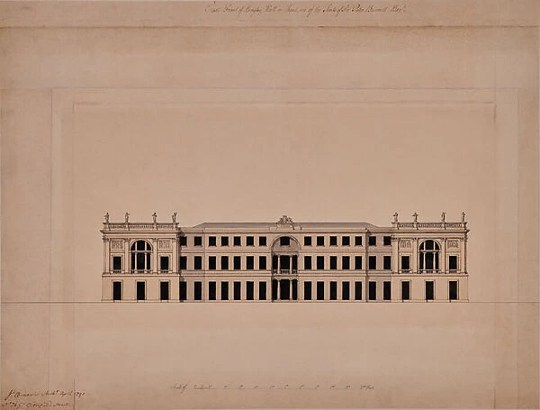 East Front of Langley Hall in Kent, 1790 (Ink)
