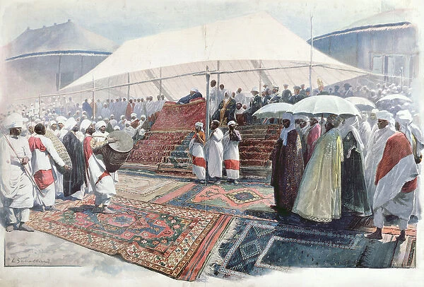 Easter celebrations in Addis Ababa (colour litho)