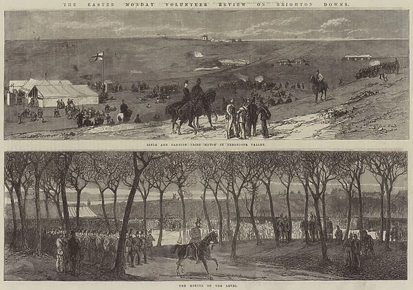 The Easter Monday Volunteer Review on Brighton Downs (engraving)