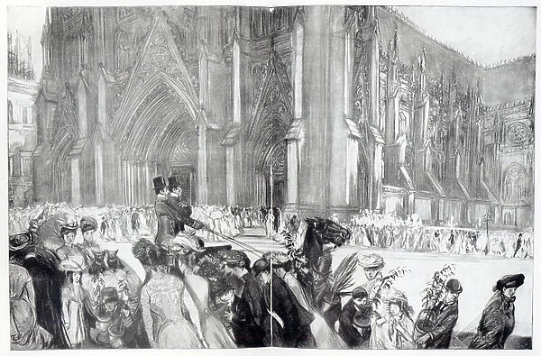 Easter Sunday on Fifth Avenue, from Harper's Weekly (litho) (b / w photo)