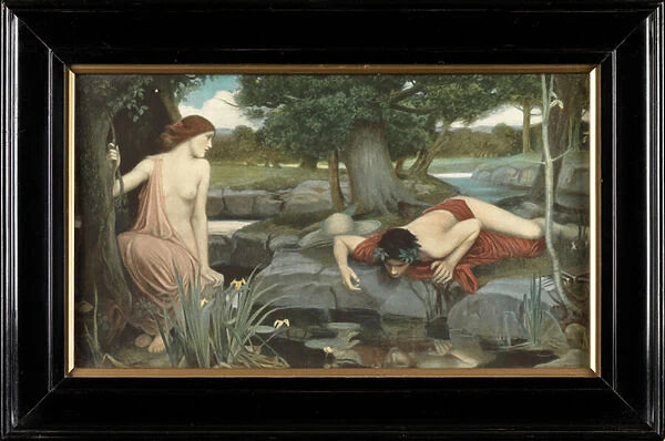 Echo and Narcissus (coloured print)