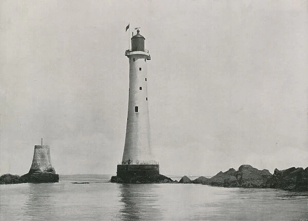 The Eddystone Lighthouse, showing the Rocks (b  /  w photo)