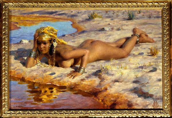 On the edge of the wadi. Painting by Etienne Dinet (1861-1929), 1898. Orientalism