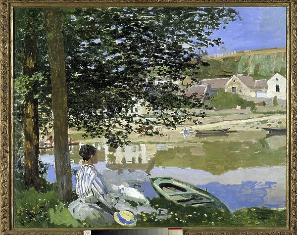 At the edge of the water in Bennecourt, 1868 (oil on canvas)