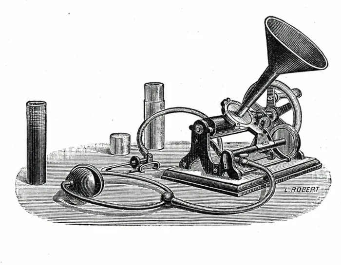 Framed Print : Edison Clockwork Phonograph, 1878