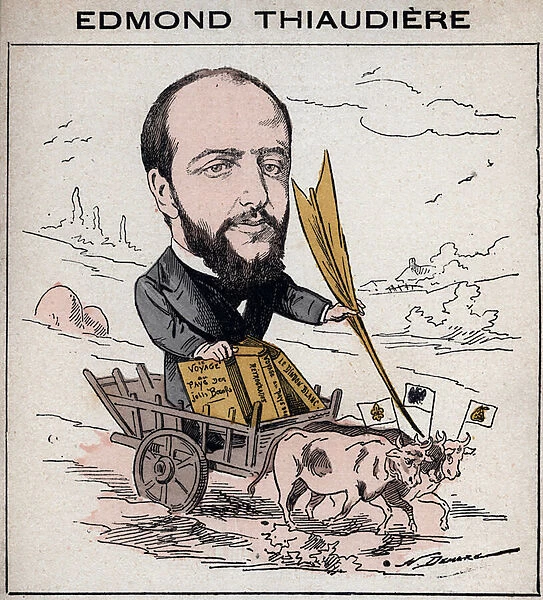 Edmond Antoine Delphin Thiaudiere, (1837-1930) poet francais - caricature by Henri Demare