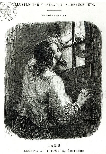 Edmond Dantes imprisoned in the Chateau d If, illustration from The Count