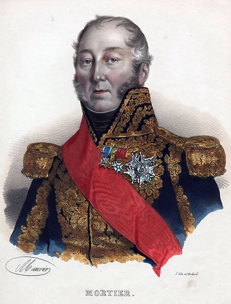 Edouard Adolphe Mortier (1768-1835), Marshal of France - Anonymous - 1835 - Lithograph, watercolour - 32x24 - Private Collection