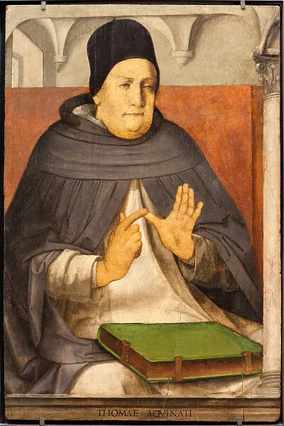 Effigy of St. Thomas Aquinas (ca. 1224-1274), religious of the Dominican order, one of the principal masters of scholastic philosophy and Catholic theology, Canonise in 1323 and proclaimed Doctor of the Church by Pius V (1504-1572)