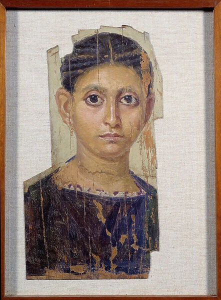Egyptian antiquite: portrait of female mummy on wood. From Fayoum (Fayum). 3rd century AD
