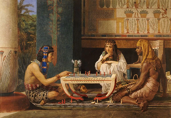 Egyptian Chess Players, 1868 (pencil & w  /  c heightened with scratching out)