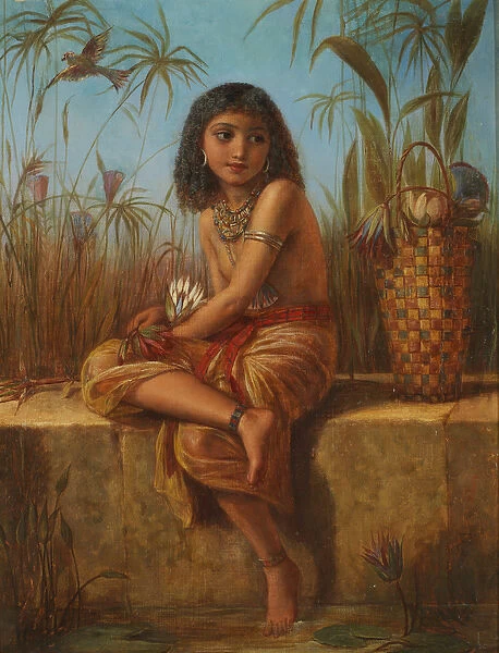 An Egyptian Flower Girl (oil on canvas)
