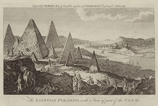 The Egyptian Pyramids with a view of part of the Nile (engraving)