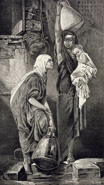 Egyptian Women Drawing Water, 19th century (engraving on paper)