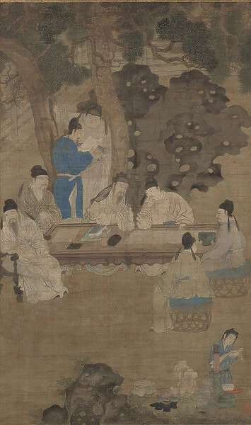 The Eighteen Scholars of Tang, 17th century (ink, color and silk)