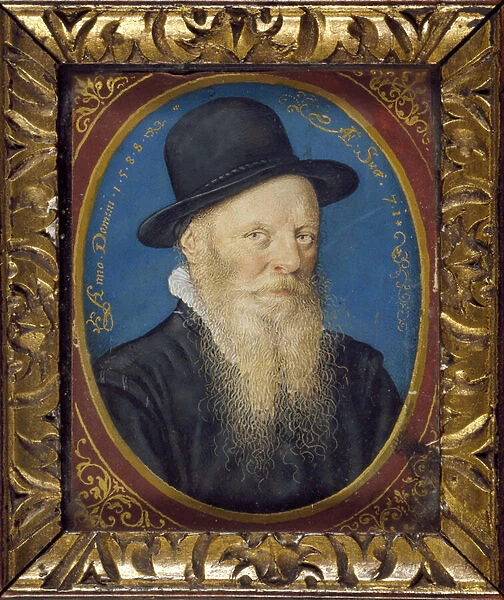 Elderly Man in a black Hat, 1588 (oil on card)