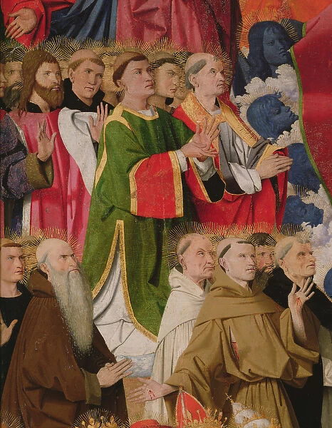 Elected officials and clergy, detail of the Coronation of the Virgin, 1453-54 (oil