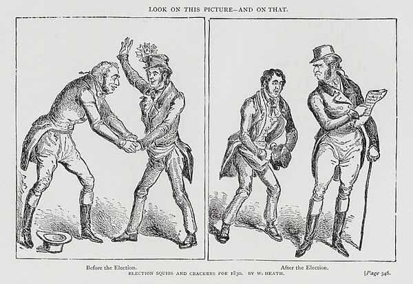 Before and after the election, 1830 (engraving)