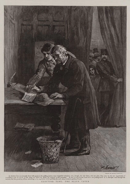 Election Time, the Blind Voter (engraving)