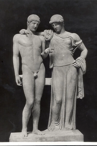 Electra and Orestes (stone) (b  /  w photo)