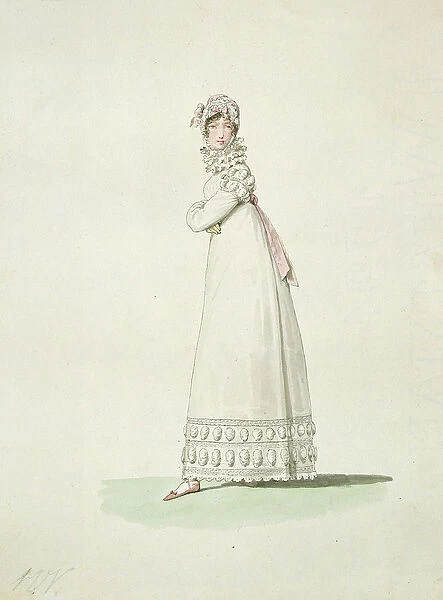 Elegant woman in an outdoor dress, illustration from