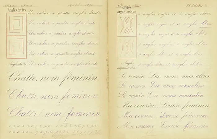 Framed Print : Elementary course: right angles, acute and obtuse, male and female, c.1880-90 (impression)