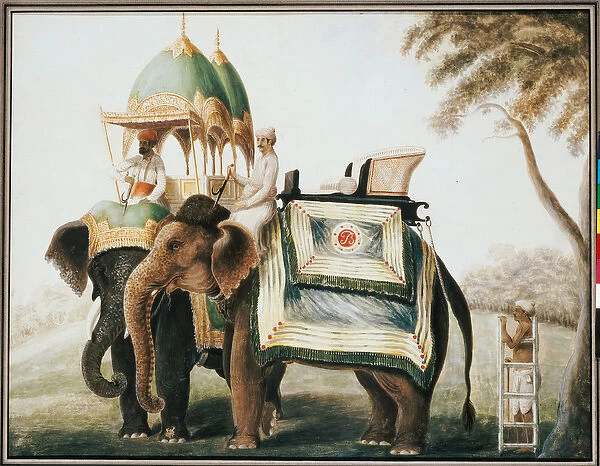 Elephants with their mahout, c. 1815 (pencil & w  /  c heightened with white one paper)