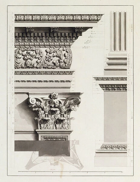 Elevation of Pedestal Entablature of the Arch at Tripoli