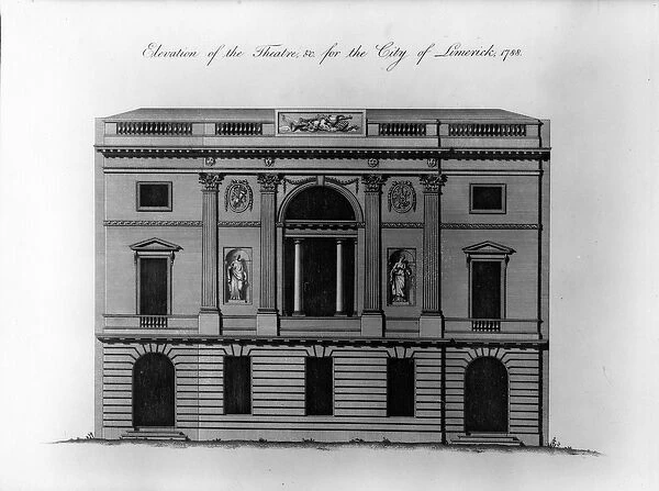 Elevation of the Theatre, &c. for the City of Limerick, 1788 (engraving)