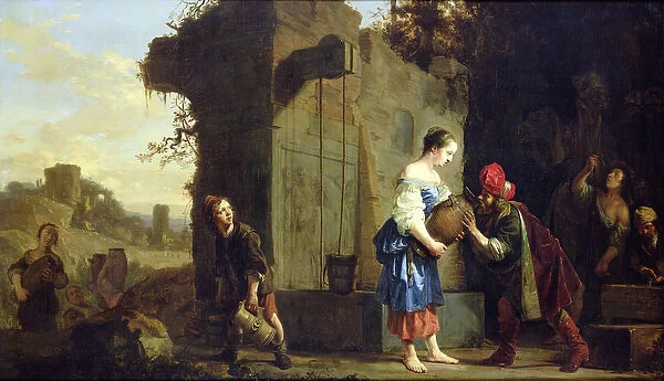Eliezer and Rebecca at the Well, 1660 (oil on canvas)