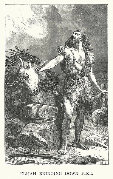 Elijah bringing down fire (engraving)