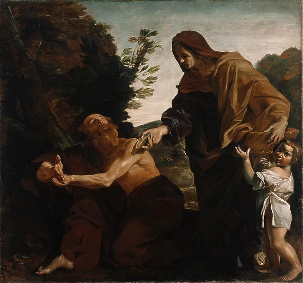 Elijah Receiving Bread from the widow of Zarepath, 1621-24 (oil on canvas)