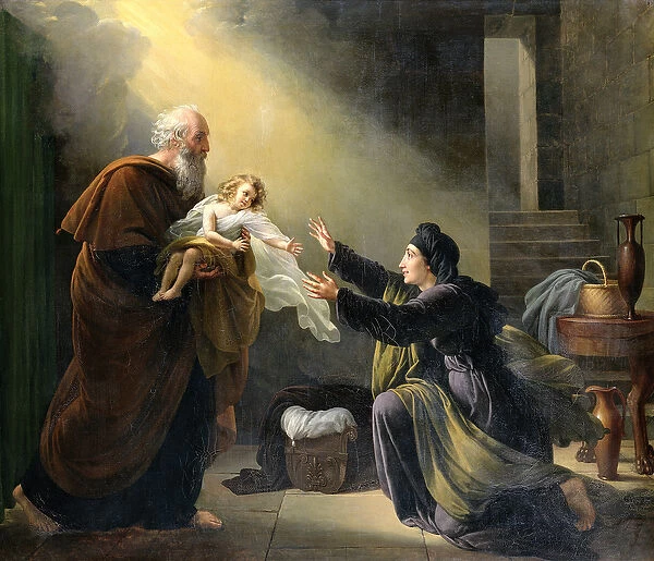 Elijah Resuscitating the Son of the Widow of Sarepta (oil on canvas)