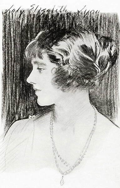 Elizabeth Angela Marguerite Bowes-Lyon, After the drawing by John Singer Sargent. from The Duchess of York, c. 1928