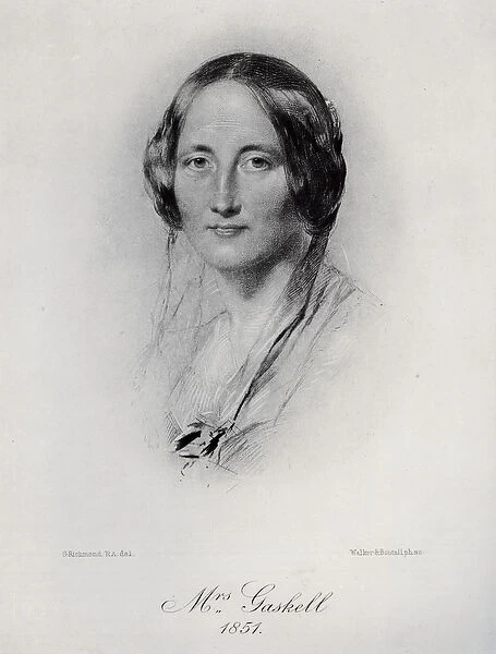 Elizabeth Cleghorn Gaskell (1810-65) (engraving) (b&w photo) (see 114001)