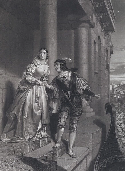 Elopement of Bianca Cappello and Francesco I de Medici, Grand Duke of Tuscany (engraving)