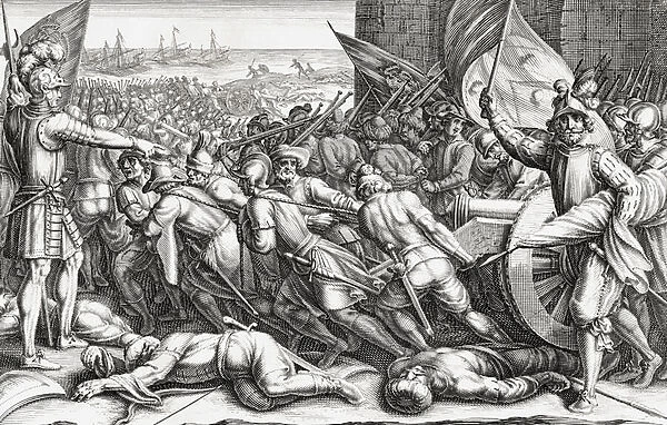 Embarkation of the troops of Ferdinando I de Medici (engraving)