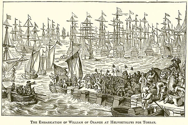 The Embarkation of William of Orange at Helvoetsluys for Torbay (engraving)