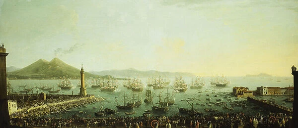 The Embarkment of King Charles III from Naples, (oil on canvas)