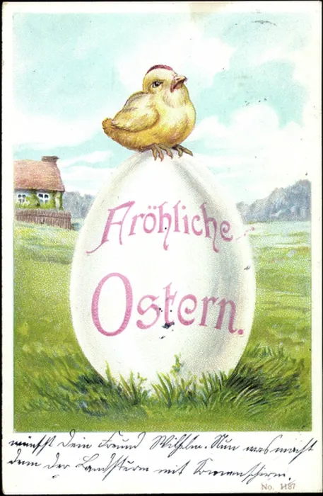 Framed Print : Embossing congratulations Easter, chick sits on Easter egg