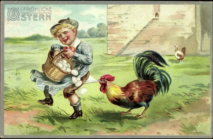 Framed Print : Embossing Litho Congratulations Easter, A Rooster Tweaks Child Framed Print : Embossing Litho Congratulations Easter, A Rooster Tweaks Child