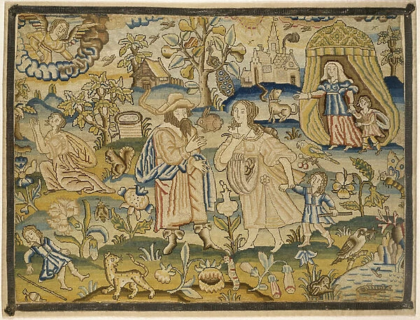 Embroidered picture: 'Abrahams dismissal of Hagar'