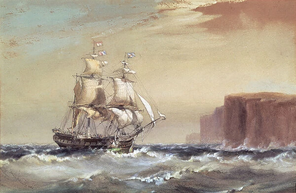 Emigrant ship arriving off Sydney Heads, 1883 (w  /  c)